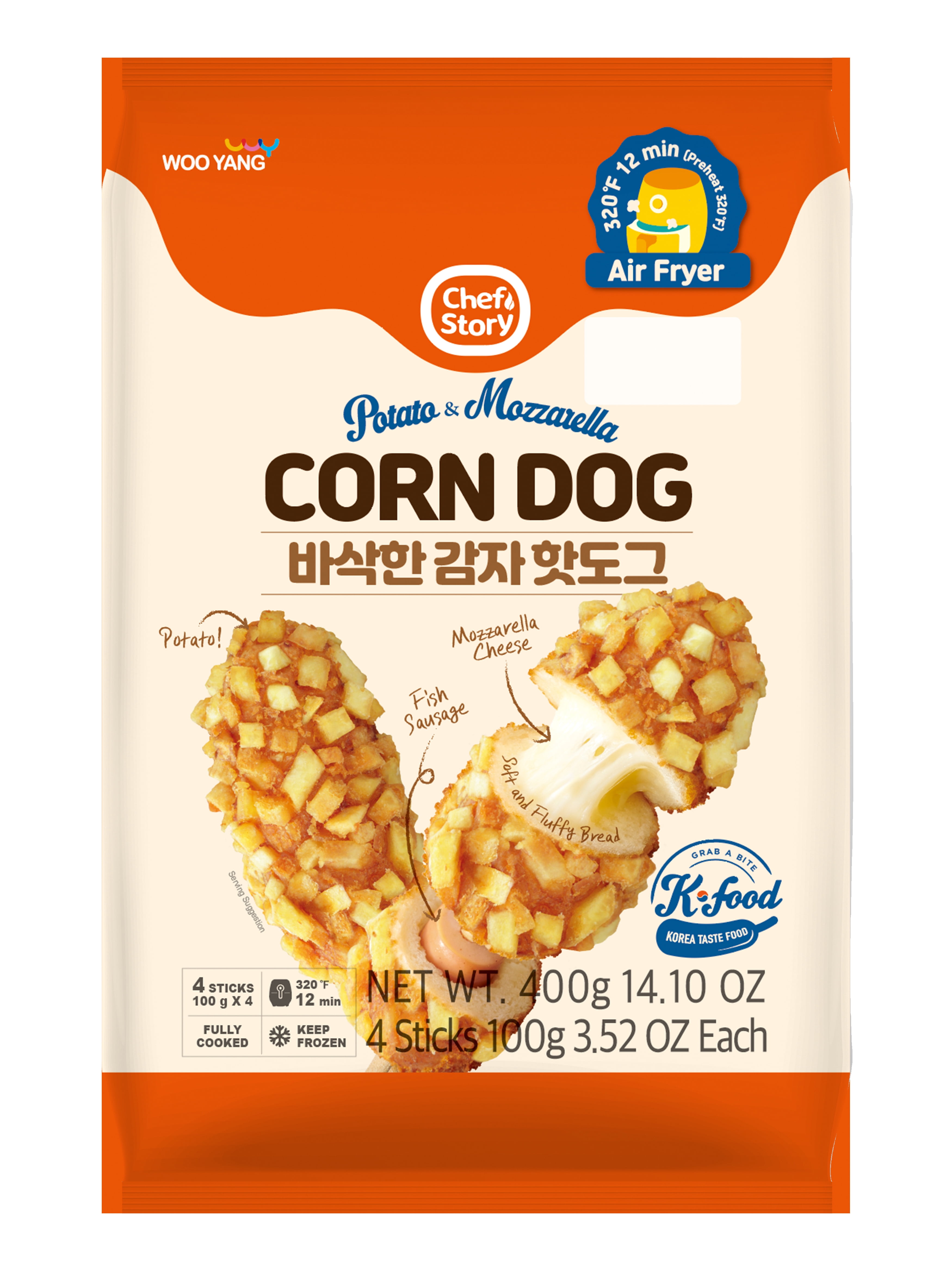 Hot-dog au maïs et à la mozzarella de Wooyang 400g