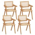 thumbnail image 1 of Costway Set of 4 Rattan Accent Chairs Mid Century Dining Armchair Bamboo Frame Kitchen Natural, 1 of 10