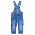 thumbnail image 1 of KIDSCOOL SPACE Salopette en Jean pour Garçon Fille, Petite Bavette avec Poche, Déchirée, Bretelles Ajustables, Mignonne en Denim, Bleu, 13-14 Ans, 1 of 8