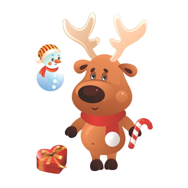 Christmas Static Sticker Fridge Window PVC Decal Home Office Shop Self-adhesive Decoration, Animal