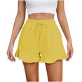 thumbnail image 1 of AherBiu Shorts for Women Trendy Elastic Waist Drawstring Ruffle Wide Leg Summer Casual Solid Color Loose Comfy Shorts, 1 of 5