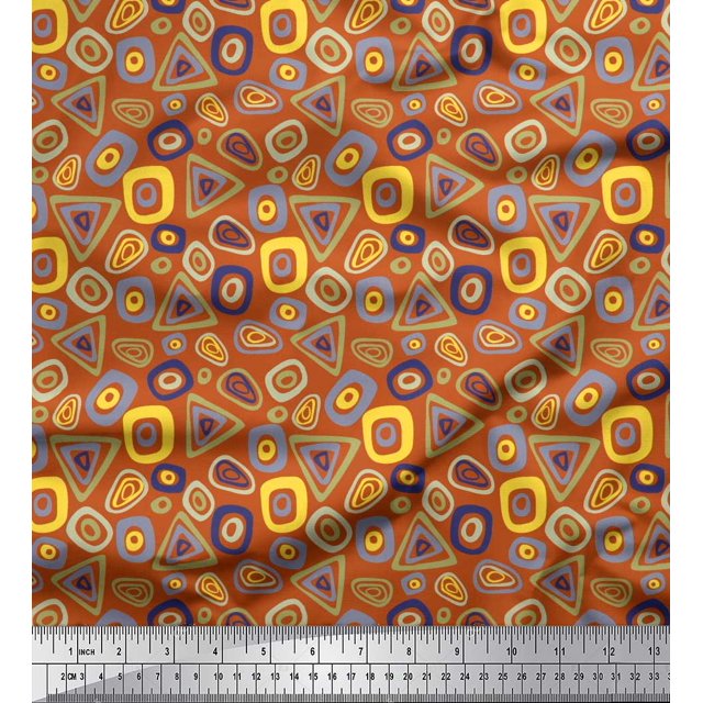Soimoi Modal Satin Fabric Geometric Small Decor Fabric Printed Yard 42 Inch Wide