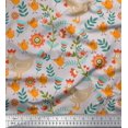 thumbnail image 1 of Soimoi Poly Georgette Fabric Leaves,Cock & Chick Cartoon Printed Fabric 1 Yard 52 Inch Wide, 1 of 3
