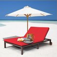 thumbnail image 3 of Gymax Fauteuil Inclinable de Patio en Rotin Réglable pour 2 Personnes avec Coussin Rouge et Roue, 3 of 10