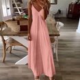 thumbnail image 2 of LOVZFMLL Robes d'Été pour Femmes 2025 Décontractées Amples à Bretelles Spaghetti à Col en V Robes Maxi Évasées Fluides de Plage Vacances Robes d'Été Rose P, 2 of 6