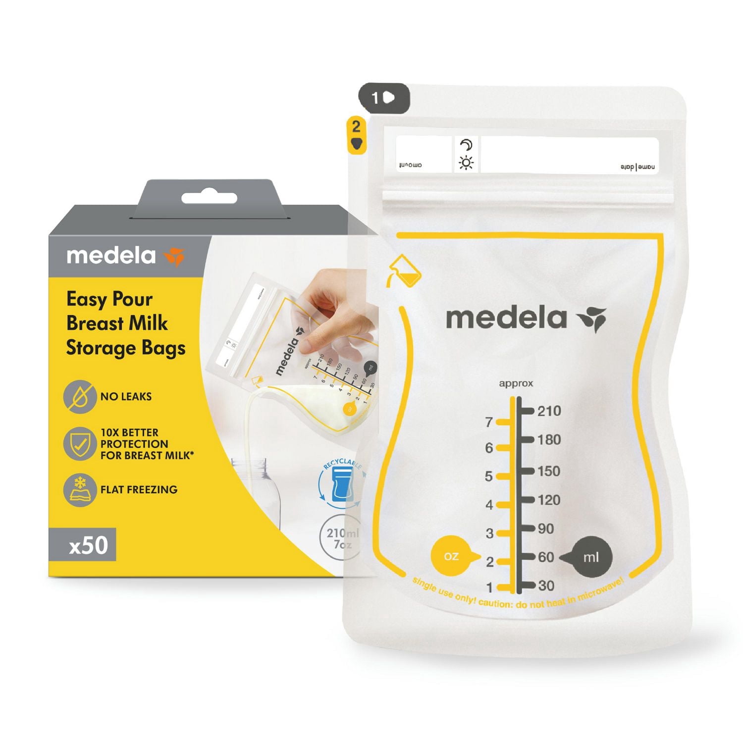 Medela Easy Pour Breast Milk Storage Bags, 50 Bags