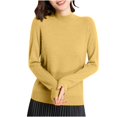 thumbnail image 4 of VgaVtl Cotton Ladies Sweaters Long Sleeve Womens Fall Sweaters 2025 Layering Relaxed Fit Yellow Knit Solid Color Sweaters, 4 of 7