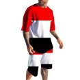 thumbnail image 1 of Ketyyh-chn99 Pyjama Homme Ensemble Été Maillot de Bain Plage Ensemble Homme Tenue Décontractée Mode Urbaine Haut Col Ras du Cou T-Shirt Poche Shorts Ensembles Rouge,2TG, 1 of 4