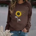 thumbnail image 2 of HKEJIAOI Chandail Graphique Tournesol Femme Manches Longues T-Shirt Décontracté Col Rond chandail Ample, c-Brun m, 2 of 4