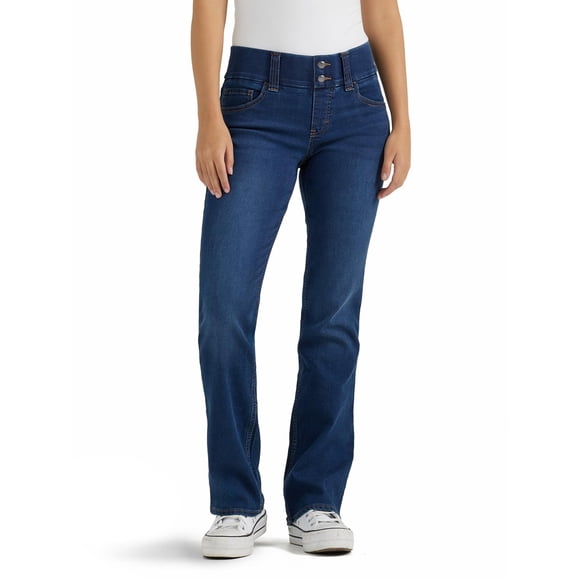 Riders by Lee Indigo womens Pull on Waist Smoother Bootcut Jeans, Dark Wash, 12 Petite US