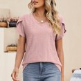 thumbnail image 4 of Birdeem Fashion Womens Casual Solid Color V Neck Short Sleeve Tops Loose Blouses, 4 of 10