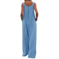 thumbnail image 2 of Kmbangi Women’s Casual Button Wide Leg Suspender Overalls with Pockets Fashion Solid Color Jumpsuit, 2 of 9