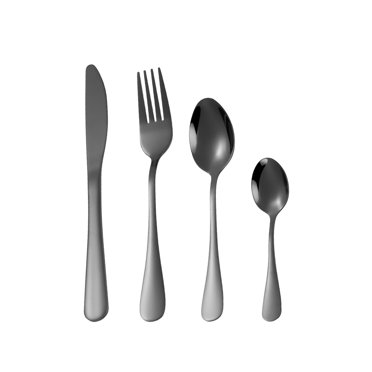 Nvzi 16 Piece Silverware Cutlery Set, Silverware Flatware Set for 4, Stainless Steel Cutlery Tableware Set, Kitchen Utensils for Home Restaurant Party,Black