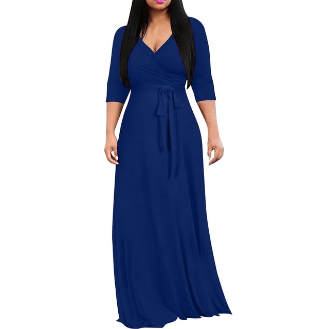 Npasoilc Robes pour Femmes Combinaison Longue à Manches Mi-Longues Col en V