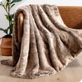 thumbnail image 1 of Bare Home Faux Fur Blanket - 47" x 60" - Ultra Soft Fleece - Throw, Variegated Chestnut, 1 of 5