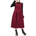 thumbnail image 3 of QATAINLAV Vente du Jour Robe Débardeur en Velours Côtelé pour Femme à Boutons Décontractée Col Ras du Cou Sans Manches Robe Chasuble au-Dessus du Genou Longue Robe Salopette avec Poches Rouge TG, 3 of 4
