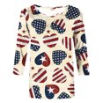thumbnail image 4 of CEHVOM T-shirt Imprimé Mode Femme Jour de l'Indépendance Manches 3/4 Blouse Col Rond Tops Décontractés Liquidation, 4 of 5