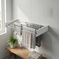 thumbnail image 2 of LEDREM Wall-Mounted Clothes Drying Rack, Foldable Laundry Rack with 6 Rods, 31.5 x 15.7 x 4.1 Inches, White and Grey, 2 of 6