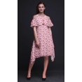 thumbnail image 4 of Bimba Pink Floral Print Womens Chic Style Cold Shoulder Shift Dress Summer Tunic - X-Large, 4 of 6