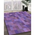 thumbnail image 3 of Ahgly Tapis Rond Lavable en Machine Intérieur Transitionnel Violet, 5 Pieds Rond, 3 of 7