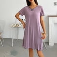 thumbnail image 5 of Timegard Pyjama pour Femme avec Soutien-Gorge Intégré Manches Courtes Col en V à Volants Tenue d'Intérieur Confortable Chemise de Nuit Décontractée, 5 of 5