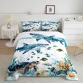 thumbnail image 1 of Erosebridal Ensembles de Literie Tortue de Mer Dessin Animé Simple avec Couette, Insert de Couette Requin de Mer, Décor Marin Dessin Animé, Réversible 2 Pcs, 1 of 7