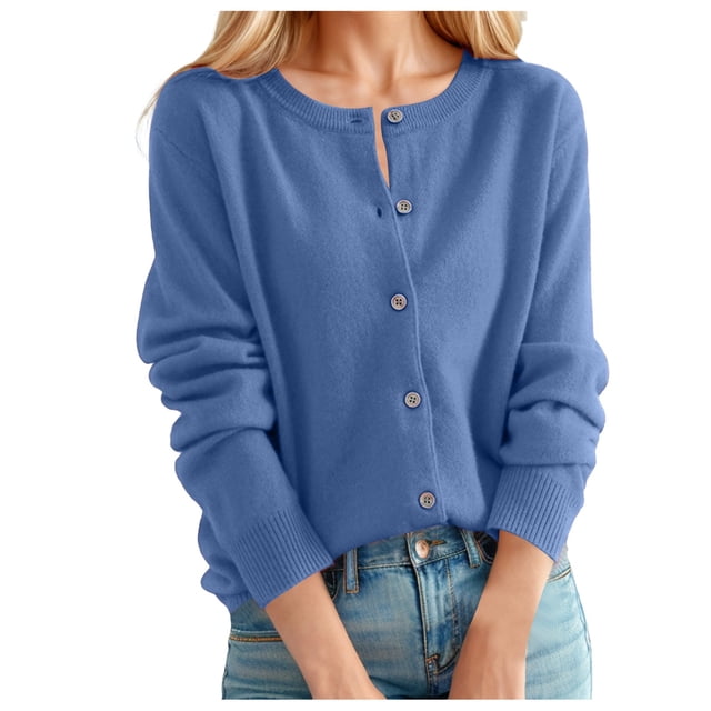 Cardigan pour Femmes Chandail Classique Chandail pour Femmes Col Ras du Cou à Boutons Cardigan à Manches Courtes Tricoté Ouvert à l'Avant