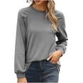 thumbnail image 1 of Timegard Hauts pour Femmes Manches Longues Col Rond T-Shirts Décontractés Confortables Couleur Unie Blouses Basiques, 1 of 7