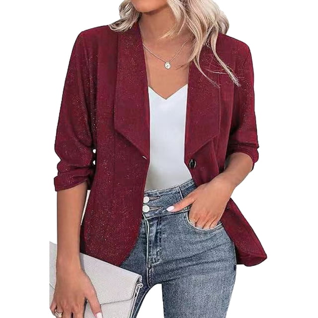 Cardigan pour Femmes, Cardigan Mode Ajusté Décontracté à Col Rabattu, Coupe Près du Corps, Manteau Léger, Blazer pour Femmes
