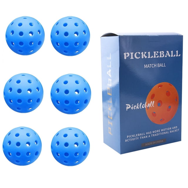 6 Pieces/Set Professional Pickleball Replacement Gaming Practice Pickleballs Assortment 40 Holes Reusable Training Pickle Balls Assorted Kit Birthday Gift Blue