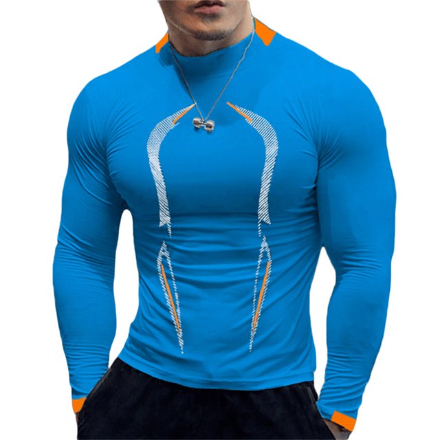 Wangsaura Men Sports Shirt, Long Sleeve Elastic Quick Drying Tops