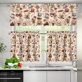 thumbnail image 3 of Coffee Theme Kitchen Curtains Set for Window Curtains Valance Set of 3,Cute Dwarf 24 Inch Length Tier Curtains Cafe Bar Window Curtains, Rod Pocket,Easy to Install,Size S, 3 of 4