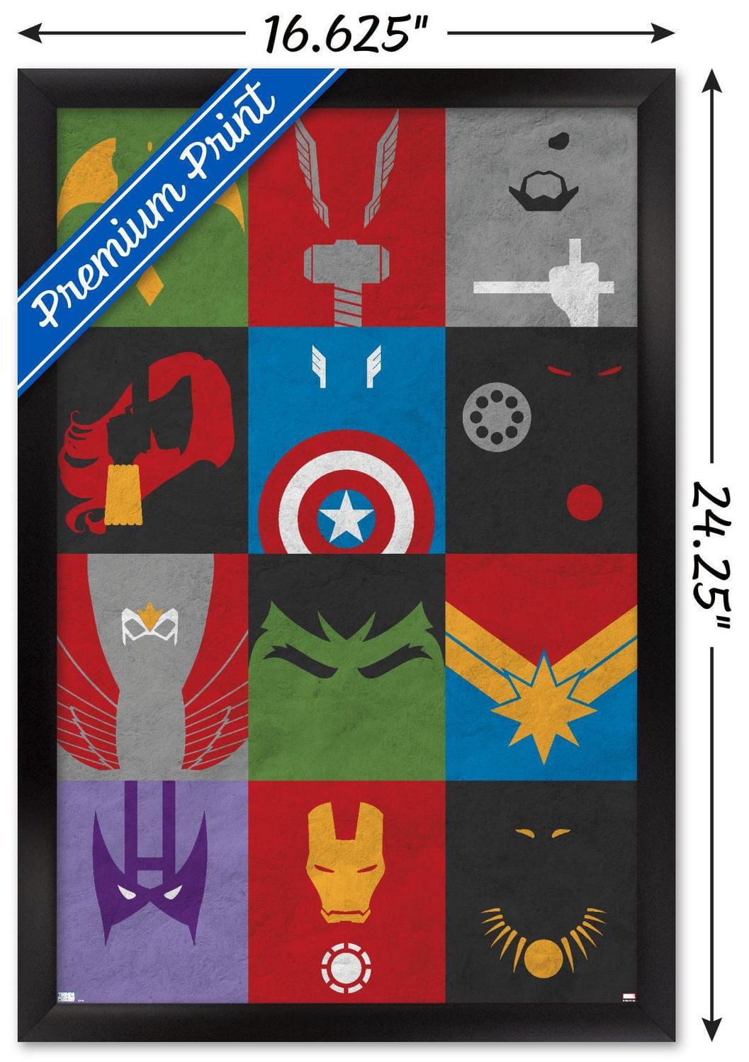 Marvel Comics - Avengers - Minimalist Grid Wall Poster, 14.725" x 22.375" Framed