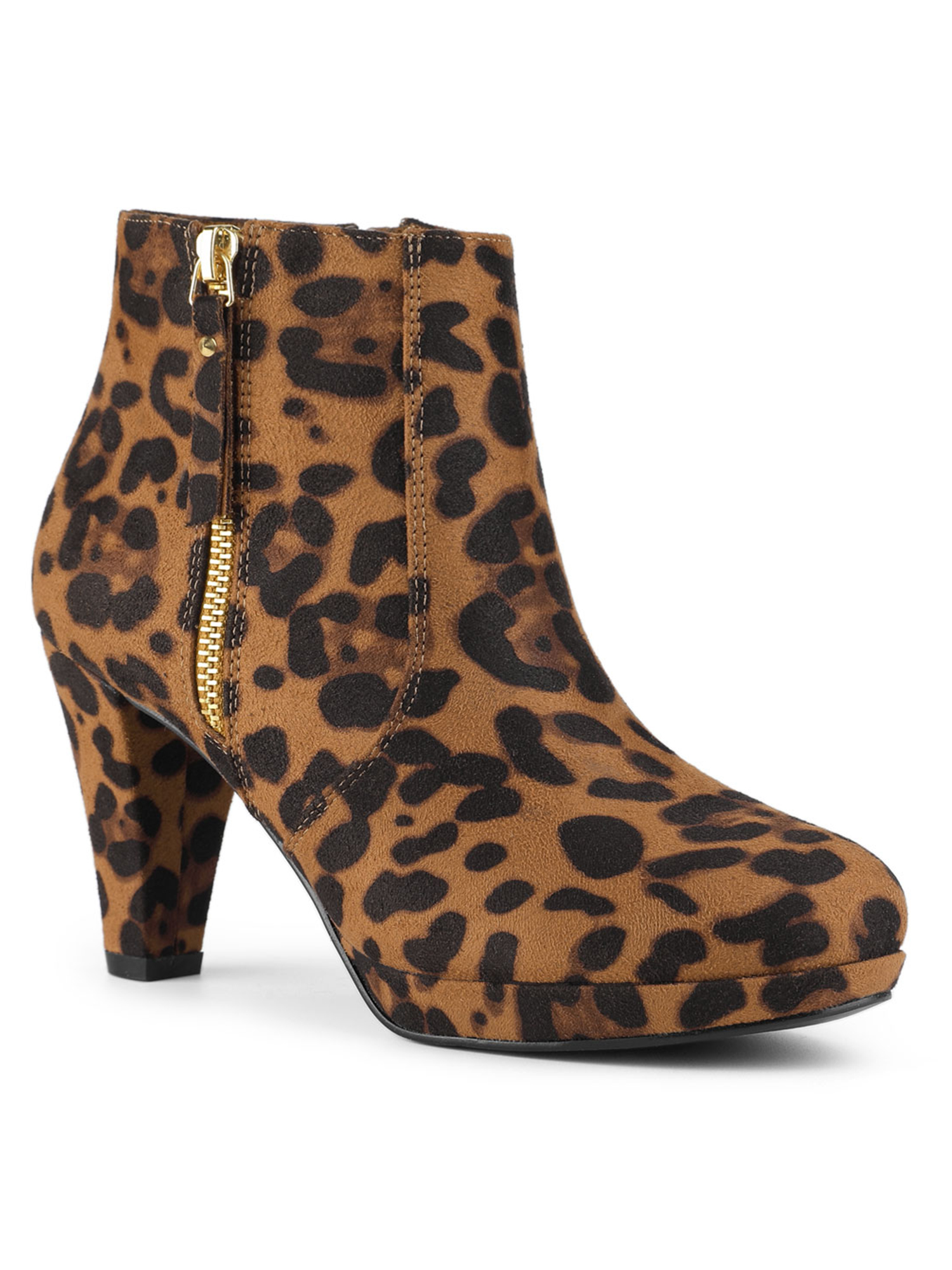 Unique Bargains Bottines à Talon Bloc à Plateforme Basse à Fermeture Éclair Latérale pour Femmes