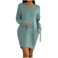 thumbnail image 2 of Gspmoly Robes Grande Taille pour Femmes aux Courbes, Robe Décontractée Unie Ample à Bretelles à Manches Longues à Col Rond Longueur Genou, Robes de Vacances pour Femmes jusqu'à 70 % de Rabais, 2 of 9