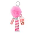 thumbnail image 1 of Claire's 2 pack Lip Gloss Key Ring Pink Boba Tea Pink Pompom, 1 of 3