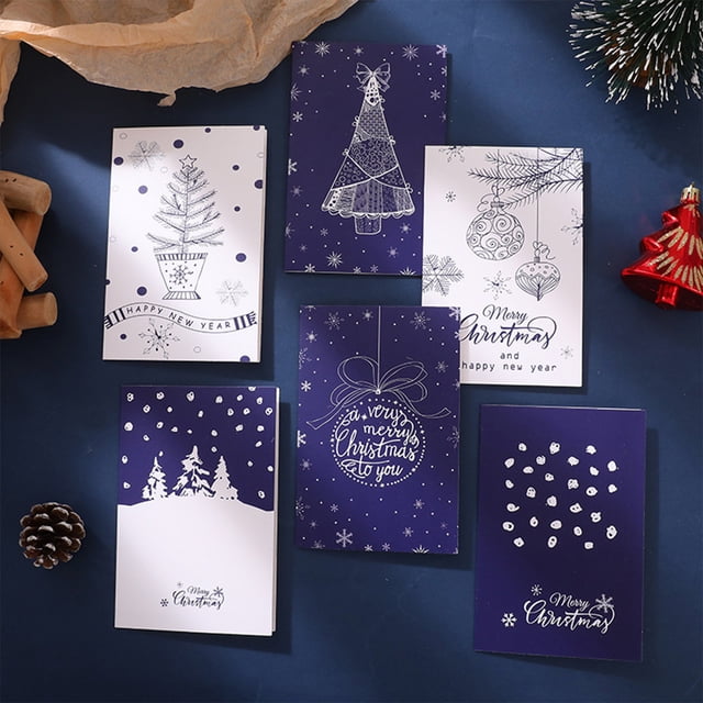 Dvkptbk Paper Greeting Cards 6 PCS Christmas Greeting Cards Gift Thank You Cards Set of 6 with Envelopes Holiday Cards Christmas Blessing Cards Thank You Cards Home Decoration
