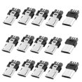 thumbnail image 1 of Unique Bargains 15 Pcs Micro USB Type B 5 Broches Prise Mâle Soudure Ton Argent, 1 of 1