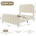 thumbnail image 3 of King Size Platform Bed Frame with 50.2in Headboard, Velvet Upholstered Bed Frame King with Vertical Channel Tufted Headboard & Footboard, Nailhead Trim, No Box Spring Needed, 3 of 9