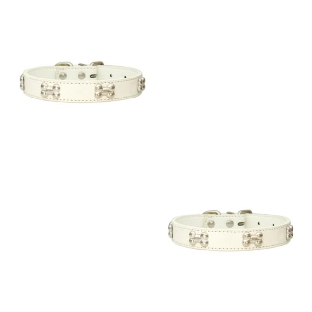 Maytalsory Comfortable Wear Cat Collar In Multiple Sizes With Stylish PU PU Cat Collar Dogs Collars white 1.5*37cm 2Set
