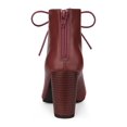 thumbnail image 4 of Unique Bargains Bottines à Talon Épais à Bout Ouvert à Lacets pour Femme Rouge Foncé (Taille 9,5), 4 of 8