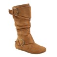 thumbnail image 1 of Bottes Mi-Mollet à Bout Rond pour Femmes Zone 70, Confort, Fermeture Éclair, Boucle, Style Plissé Décontracté, Talon Plat ( Tan, 8.5), 1 of 2