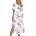 thumbnail image 2 of Ovzne Robes pour Femmes Robe Femme Robe Unie Ample Décontractée Mode Robe à Manches Longues Robe à Col à Manches Longues pour Femmes Grande Taille Robe Maxi à Manches Longues Imprimée Liquidation, 2 of 6