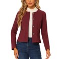 thumbnail image 1 of INSPIRE CHIC Women's Lightweight Jacket Button Vintage Fall Short Jacket with Pockets S Burgundy, 1 of 6