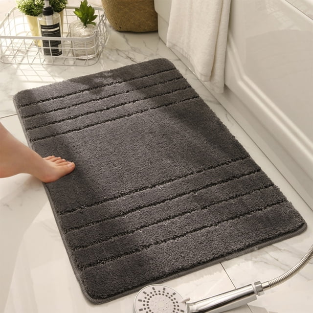 Rubber Bath Mat for Inside the Tub Bathroom Rugs, Soft and Absorbent Microfiber Bath Rugs, Non-Slip Shower Carpet, Machine Wash Dry, Bath Mats for Bathroom Floor, Tub and Shower