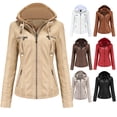 thumbnail image 4 of IMENGL Veste Zippée à Col Montant Ajustée en Cuir PU style Moto, Rouge 4TG, Taille M-4TG, 4 of 6