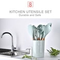 thumbnail image 2 of Kitchen Utensils Set 11Pcs Silicone Non-stick Barreled Cooking Utensils Set Silica Gel Utensil Wooden Handle, 2 of 8