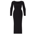 thumbnail image 4 of Robe Longue Moulante pour Femmes, Couleur Unie, Encolure Carrée, Longue Robe Taille Haute, Élégante, Soirée, Fête, Formelle, Ajustée, 4 of 7