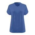 thumbnail image 3 of Moxiu Womens Plus Size Summer V Neck Tees Casual Loose Fit Short Sleeve Solid Color Oversized Basic Tunic Tops Blue,XXXXL, 3 of 4
