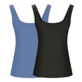 thumbnail image 4 of Plebaso Lot de 2 Débardeurs Côtelés pour Femmes, Bretelles Spaghetti, Hauts Ajustés, Encolure Dégagée, Sans Manches, Hauts d'Été, 4 of 4
